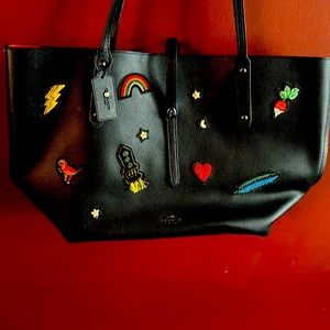 COACH Shoulder Bag Souvenir Patch Embroidered Market Tote